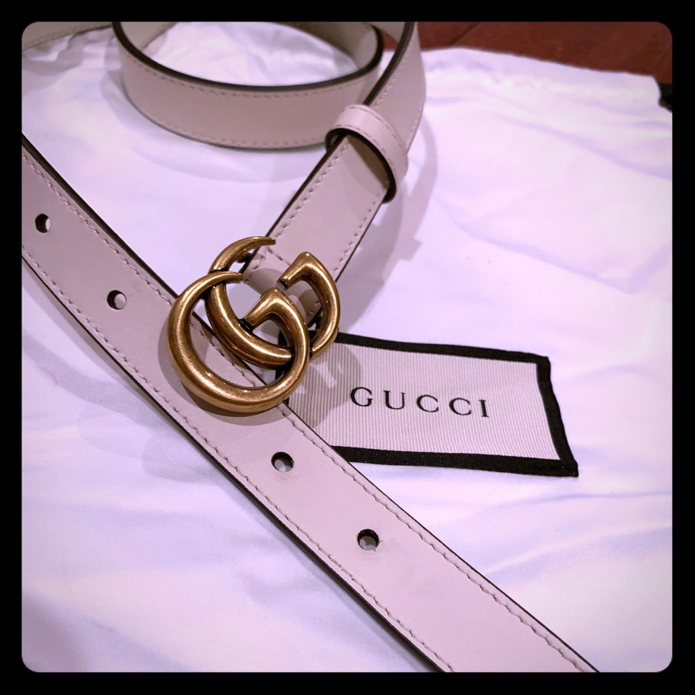 Gucci White Belt Size:75